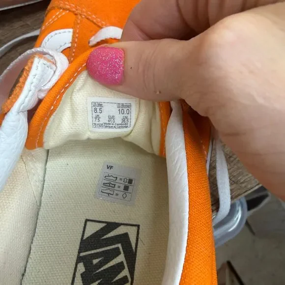 Vans Old Skool Unisex Men’s Size 8.5 Women’s Size 10 Tiger Orange & White shoes - Picture 8 of 8